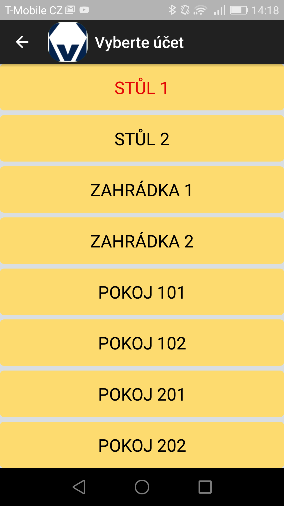 účtenky pro stoly, účet pro stůl, stoly, EET pokladny, EET Kasa android